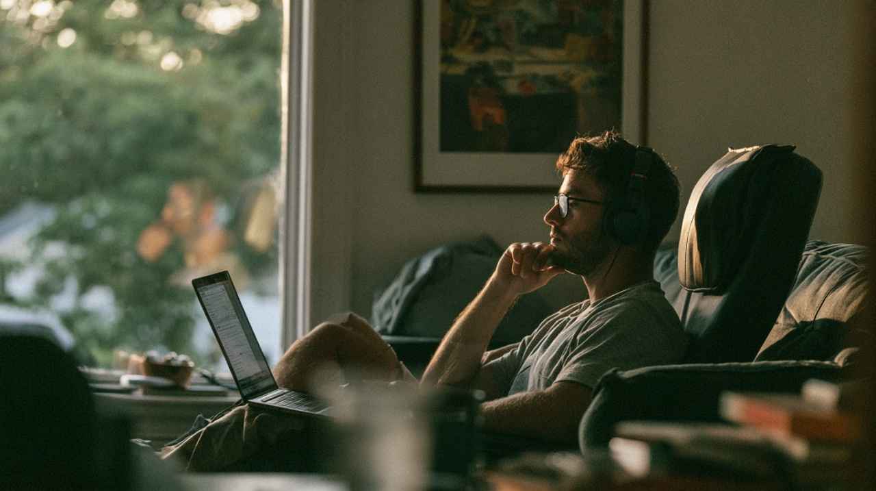 Freelancer working from home with a laptop